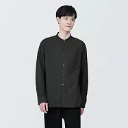 【MUJI 無印良品】男有機棉水洗牛津布立領長袖襯衫 L 深灰