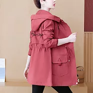 【MsMore】 工裝式外套小個子大衣百搭中長款長袖連帽風衣# 120763 3XL 磚紅色