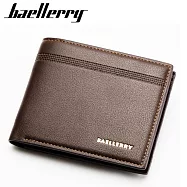 【Baellerry 佰利瑞】6卡素面雙折對開歐美商務男用短夾(BR003) _咖啡色