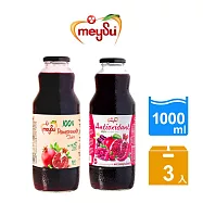 【Meysu】美愫 100%果汁 1000ml*3入；任選