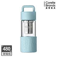 【美國康寧】Snapware 晶透手提茶隔耐熱玻璃水瓶480ml _寶寶藍