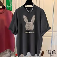 【初色】休閒寬鬆透氣大碼卡通印花圓領短袖T恤女上衣-(多款可選) L C.灰色