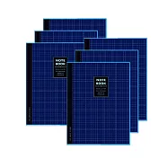 珠友 NB-18311-15 A4/13K藍色透明膠皮書套加厚筆記/固頁筆記簿/萬用記事本/定頁筆記本/側翻筆記/藍格橫線簿(空白)-90張/6入 藍