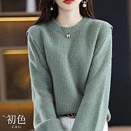 【初色】加厚保暖假兩件純色長袖毛衣針織上衣女上衣-共3色-32926(F可選) F 綠色
