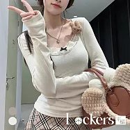 【Lockers 木櫃】秋冬磨毛保暖內搭打底上衣 L113030404 XL 杏色XL