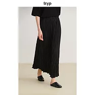 typ旅途原品 綠野仙蹤手工捏褶半裙 時尚優雅褶皺半身長裙女春 M L XL M 靜謐黑