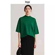 ltyp旅途原品 巴素蘭美麗諾羊毛基礎T恤 休閒百搭五分袖上衣女春 M L L 靜綠色