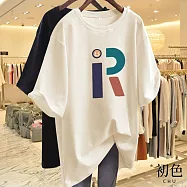 【初色】休閒寬鬆透氣大碼卡通印花圓領短袖T恤女上衣-(多款可選) L C.杏色