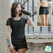 【BODYAIR嚴選】假兩件迷彩運動短褲(瑜珈.運動.慢跑.透氣.舞蹈.運動褲) M 迷彩