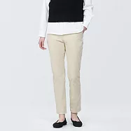 【MUJI 無印良品】女有機棉混縱橫彈性綾織合身錐形褲 S 象牙白
