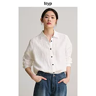 ltyp旅途原品 進口28支100%精梳麻經典襯衫 休閒百搭文藝襯衣女春 ML L 荼白色