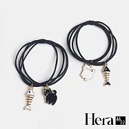 【Hera 赫拉】日系黑白貓咪系列甜美髮圈 H113030505 兩入組 白貓黑魚+黑貓白魚