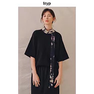 ltyp旅途原品 真絲亞麻棉Oversize廓形T恤 休閒百搭寬鬆上衣女春 ML M 經典黑