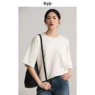 ltyp旅途原品 真絲亞麻棉Oversize廓形T恤 休閒百搭寬鬆上衣女春 ML M 暖玉白