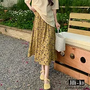【Jilli~ko】鬆緊腰氣質點點小碎花半身裙 J11762 FREE 黃色