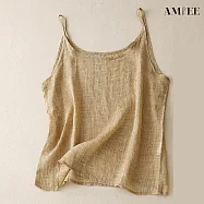 【AMIEE】復古棉麻顯瘦小吊帶打底背心(KDTY-8275) 2XL 卡其