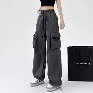 【MsMore】 顯高瘦美式束腳工裝褲潮酷薄款街舞寬鬆直筒褲休閒運動長褲# 121462 2XL 灰色