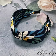 【卡樂熊】韓版扭結抽象花葉造型髮箍(兩色可選)- 藍色