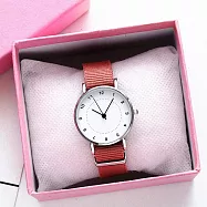 【MSTIANQ米士奇】氣質少女-日系簡約數字標微軍風帆布手錶 _紅色