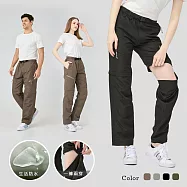 【KISSDIAMOND】戶外防潑水兩穿速乾褲(男女款/KDP-70H) M 卡其