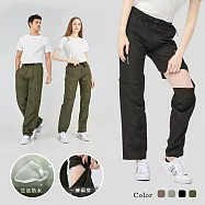【KISSDIAMOND】戶外防潑水兩穿速乾褲(男女款/KDP-70H) 2XL 軍綠