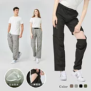 【KISSDIAMOND】戶外防潑水兩穿速乾褲(男女款/KDP-70H) L 淺灰