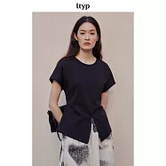 ltyp旅途原品 三醋酸混紡時髦燕尾T恤 都市百搭圓領收腰上衣女夏 M L XL M 靜謐黑