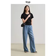 ltyp旅途原品 極簡休閒牛仔一片式空氣褲 寬鬆百搭闊腿拖地褲女夏 M L M 霧霾藍