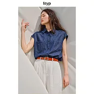ltyp旅途原品 亞麻棉極簡牛仔夏季襯衫女 M L M 靛藍色