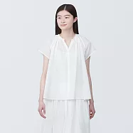 【MUJI 無印良品】女強撚法式袖套衫 M 白色