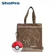 【日本正版授權】寶可夢 寶貝球 摺疊 購物袋 環保袋/手提袋 朱紫御三家/皮卡丘/神奇寶貝 - 噴火龍&皮卡丘