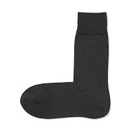 【MUJI 無印良品】男棉混商務直角襪25-27cm 深棕直紋