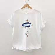 【MsMore】 純棉后包領網紅韓版原宿寬風松上衣休閒人物印花短袖T恤# 121848 2XL 白色