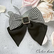 【卡樂熊】拼色蝶結千鳥紋造型髮夾/彈簧夾(兩色)- 經典黑