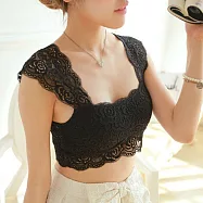 【AnZa】蕾絲胸墊美背內搭小可愛背心(2色) FREE 短款-黑色