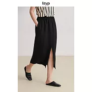 ltyp旅途原品 醋酸兩穿開叉半身裙 時尚百搭直筒半裙女2024新款夏 M L M 經典黑