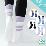 【BODYAIR嚴選】雙層假兩件中筒透氣瑜珈襪(防滑.舞蹈.運動.運動襪) FREE 紫白