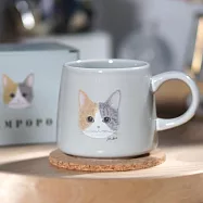 【日本Sugar Land】可愛貓咪 陶瓷馬克杯250ml ‧ 三花貓(綠)