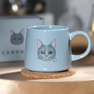 【日本Sugar Land】可愛貓咪 陶瓷馬克杯250ml ‧ 黑貓(藍)