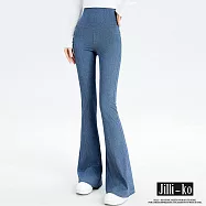 【Jilli~ko】高腰收腹提臀微喇叭瑜伽褲芭比褲 M-XXL J11822 M 藍色