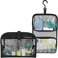 《TRAVELON》美國 掛式雙袋分裝瓶罐6件組(黑) | 化妝包 收納包 旅行小包 沐浴小包 盥洗收納包