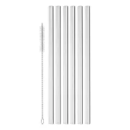 《VEGA》清潔刷+玻璃直吸管6入(23cm) | 環保吸管 飲料杯 手搖杯 吸管刷