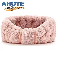 【AHOYE】玫瑰金扣束洗臉髮帶 (束髮帶 洗臉髮帶 化妝髮帶) 粉色