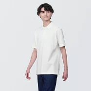 【MUJI 無印良品】男棉水洗鹿子織短袖POLO衫 S 白色