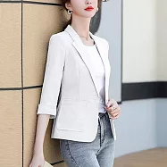 【MsMore】 小西裝外套薄款休閒短款小個子七分袖亞麻感百搭空調西服# 122350 3XL 白色