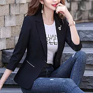 【MsMore】 西裝外套氣質短款修身收腰氣質薄款小個子七分袖西服# 122351 2XL 黑色