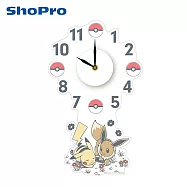 【日本正版授權】寶可夢 壁貼時鐘 滑動式秒針/靜音時鐘/指針時鐘 神奇寶貝 - 皮卡丘&伊布