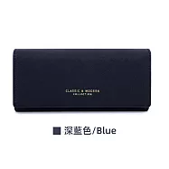 【上手家居】十字紋長夾(女長夾/女用長皮夾/三明治長夾/皮夾/女生長夾/信封長夾/防刮皮夾/拉鏈長夾) 深藍色