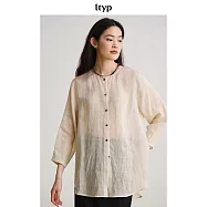 ltyp旅途原品 100%苧麻海風防曬襯衫 夏季休閒文藝百搭襯衣外套女 M L M 油杏色