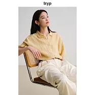 ltyp旅途原品 漢麻亞麻短款大落肩襯衫 夏季時尚休閒寬鬆襯衣女薄 M L L 甘草黃